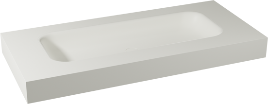 Balmani Arcato enkele wastafel voor 2 kraangaten matte Solid Surface 120 x 55 cm, afvoerplug niet inbegrepen