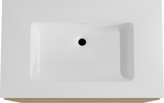 Storke Edge meuble salle de bains à poser 85 x 52 cm chêne brut avec Mata High plan simple en solid surface blanc mat