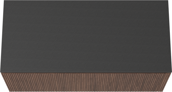 Balmani Eclips meuble salle de bains suspendu 120 x 55 cm Noyer américain avec Stretto tablette simple en Granit noir, Nervure droite symétrique verticale