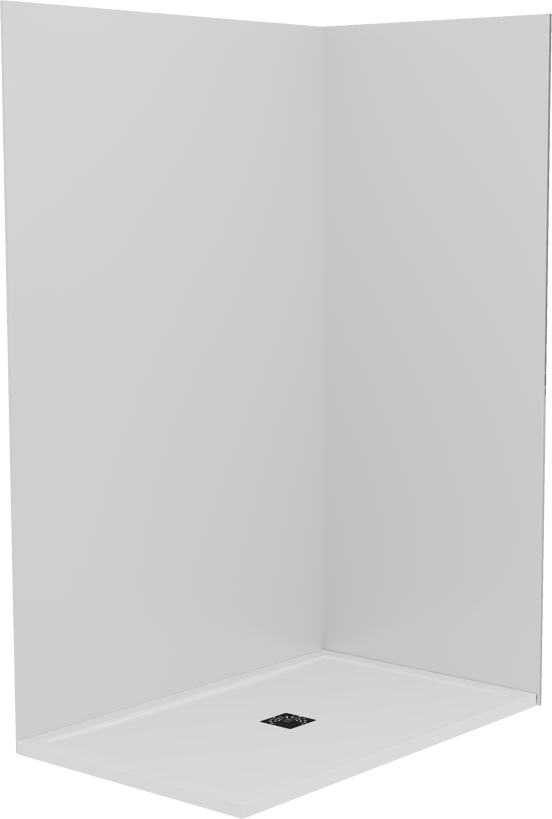 Balmani Zeno set douchewandbekleding 140 x 90 x 220 cm composietmarmer lichtgrijs leisteenstructuur