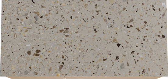 Balmani Mitra hängendes Möbelstück Set: 120 x 55 cm, Naturbelassene Eiche, mit Stretto Einzel- oder Doppel Waschtischplatte, Terrazzo in Greige