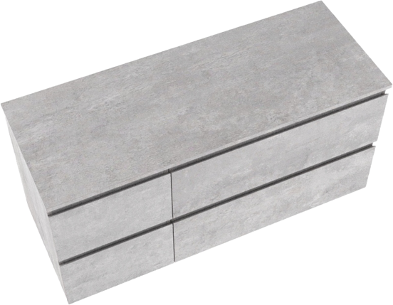 Linie Lado zwevend badkamermeubel 120 x 46 cm beton donkergrijs met Lado enkel of dubbel tablet in melamine beton donkergrijs