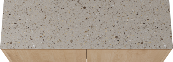 Balmani Eclips zwevend badkamermeubel 180 x 55 cm Natuur eik met Stretto enkel of dubbel tablet in Greige terrazzo