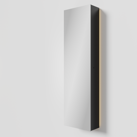 Balmani Mara colonne salle de bains suspendu avec miroir lumineux 45 x 160 cm noir mat