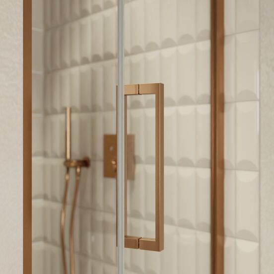 Balmani Senses Design porte pivotante à droite 90 cm x 210 cm verre transparent, Profil Brushed Rosegold