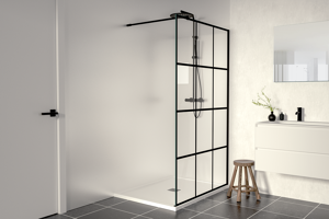 Linie Walk-In inloopdouche 120 x 200 cm square glas mat zwart profiel