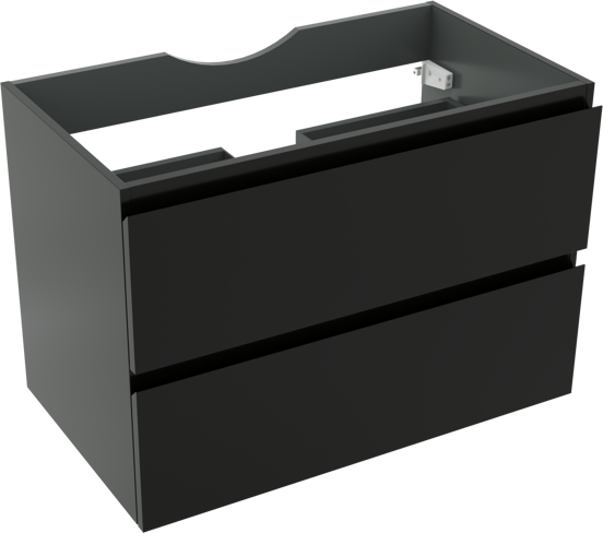 Linie Lado zwevende wastafelonderkast 80 x 46 cm mat zwart 2 lades