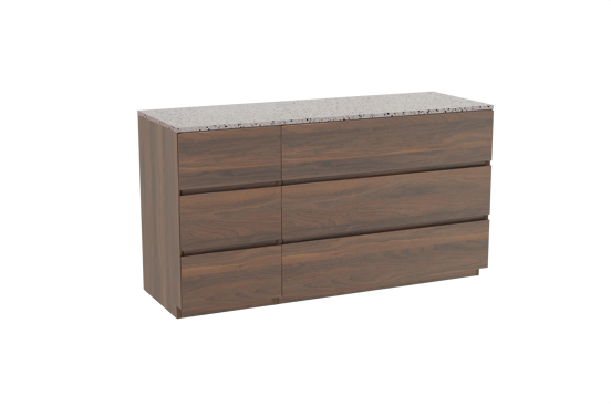 Storke Edge meuble salle de bains à poser 150 x 52 cm noyer avec Tavola tablette simple ou double en blanc/noir mat terrazzo