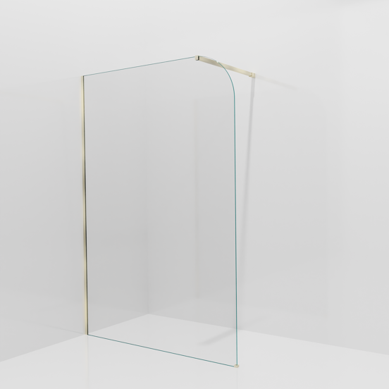 Balmani Modular douche à l'italienne: 140 x 200 cm, Verre transparent arrondi, avec coating, Profil Brushed Champagne Gold