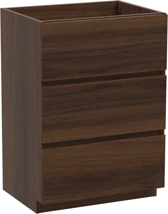 Storke Edge meuble sous-vasque a poser 60 x 46 cm noyer 3 tiroirs