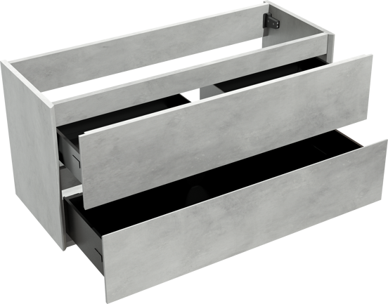 Storke Edge zwevende wastafelonderkast 100 x 40 cm beton zilvergrijs 2 lades