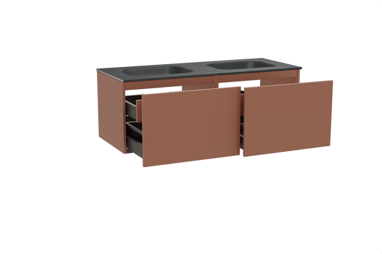 Balmani Sfera meuble salle de bains suspendu 135 x 55 cm cotto avec Tablo Arcato double vasque en granit noir