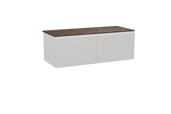 Balmani Fila meuble salle de bains suspendu 135 x 55 cm blanc mat avec Stretto tablette simple ou double en marbre dark emperador, Nervure droite symétrique verticale