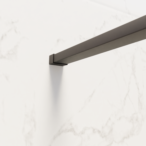 Balmani Framed Walk-In Dusche: 140 x 210 cm, Relief Glas, Schwarzes Profil, matt