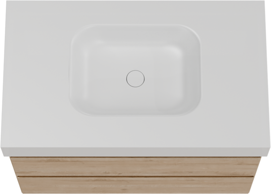 Balmani Mitra meuble salle de bains suspendu 90 x 55 cm chêne brut avec Arcato plan simple en solid surface blanc mat