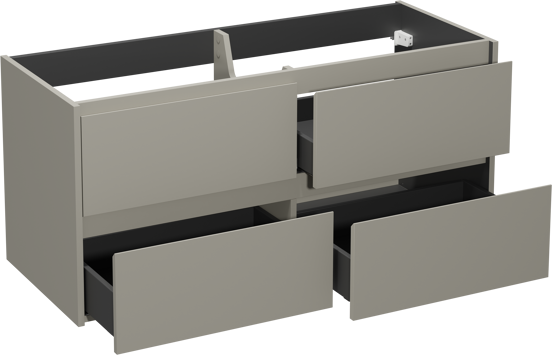 Storke Seda meuble sous-lavabo suspendu 130 x 52 cm soie grise 4 tiroirs