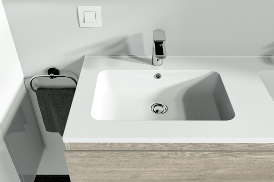 Linie Vano double vasque marbre composite mat 120 x 46 cm