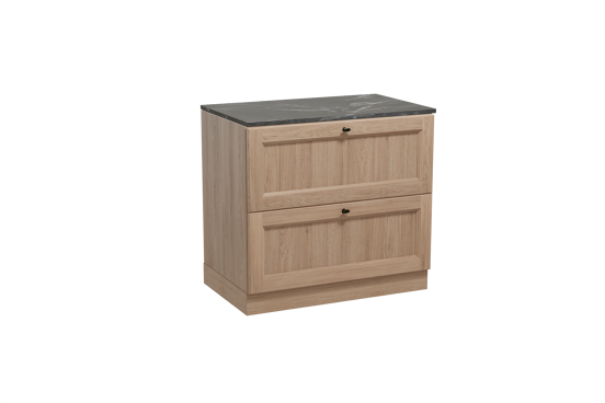 Balmani Lemon staand badmeubel 90 x 55 cm verweerd eiken met Stretto enkel wastafelblad in marmer pietra grey