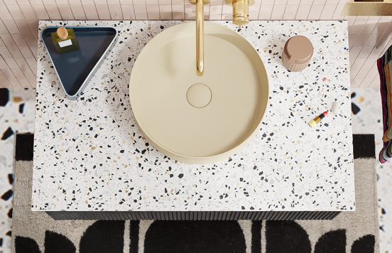 Balmani Stretto tablette simple ou double Bianco Nero terrazzo 150 x 55 cm