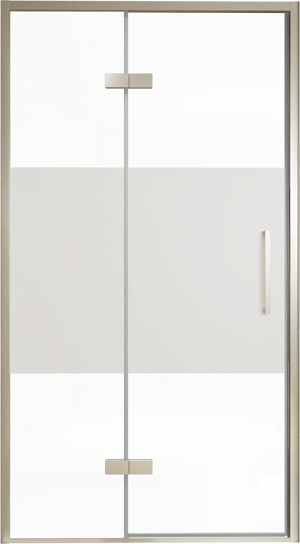 Balmani Senses Design douche draaideur links 120 cm x 210 cm Helder glas met matte strook, Brushed CoolMetal profielen, met coating