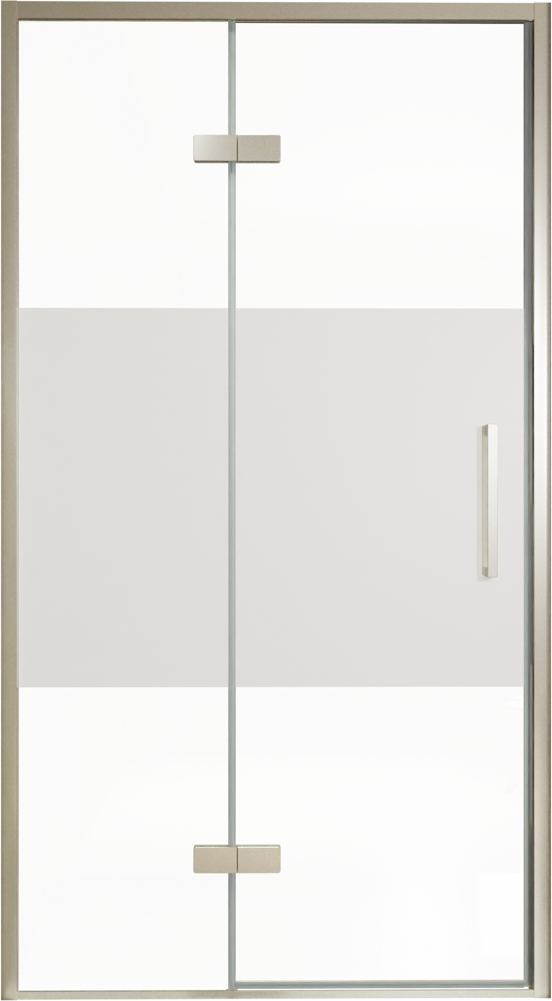 Balmani Senses Design douche draaideur links 120 cm x 210 cm Helder glas met matte strook, Brushed CoolMetal profielen