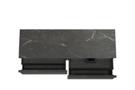 Balmani Forma meuble salle de bains suspendu 180 x 55 cm chêne noir avec Stretto tablette simple ou double en marbre pietra grey, Nervure droite symétrique verticale