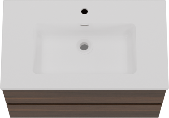 Storke Edge meuble salle de bains suspendu 80 x 46 cm noyer avec Diva plan simple en marbre composite blanc brillant