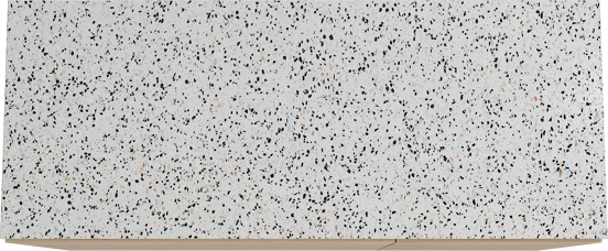 Storke Edge freistehendes Möbelstück Set: 130 x 52 cm, Rohe Eiche, mit Tavola Einzel- oder Doppel Waschtischplatte, Terrazzo in Weiß/Schwarz matt