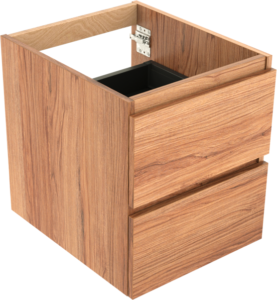 Balmani Lucida hängender Waschbeckenunterschrank: 45 x 55 cm, Teak, 2 Schubladen