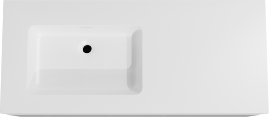 Storke Edge meuble salle de bains suspendu 120 x 52 cm blanc brillant avec Mata High vasque asymétrique gauche en solid surface blanc mat