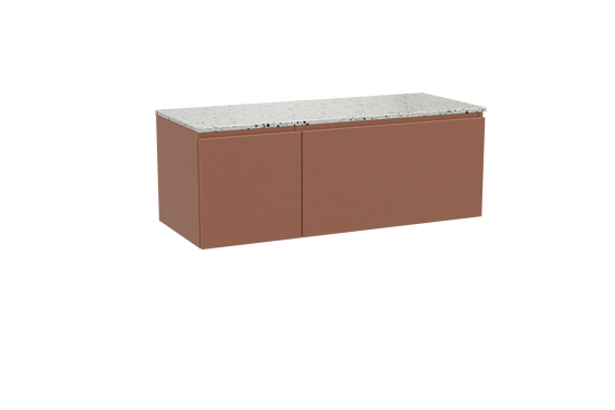 Balmani Sfera meuble salle de bains suspendu 135 x 55 cm cotto avec Stretto tablette simple ou double en blanc/noir mat terrazzo