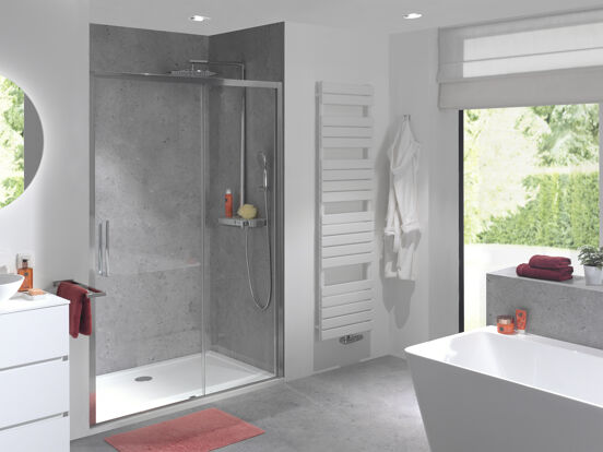 Luca Varess Senses douche schuifdeur 160 x 200 cm helder glas glanzend chroom profiel