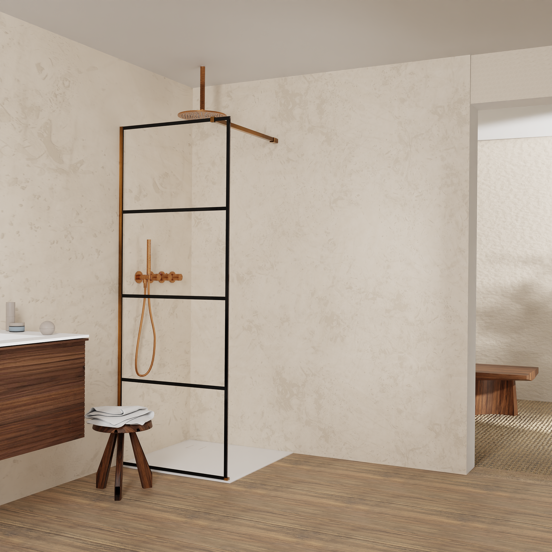 Balmani Modular Walk-In Dusche: 80 x 200 cm, Lined, Profil Brushed Rosegold