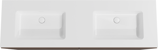 Storke Edge staand badkamermeubel 170 x 52 cm notelaar met Mata dubbele wastafel in solid surface mat wit