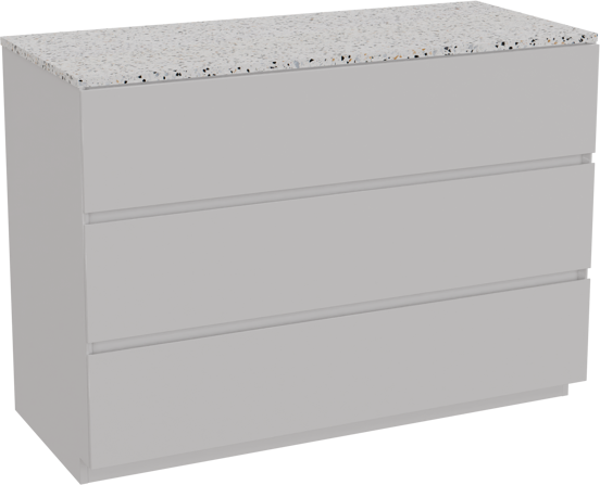 Storke Edge meuble salle de bains à poser 120 x 52 cm blanc brillant avec Tavola tablette simple ou double en blanc/noir mat terrazzo