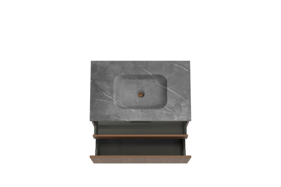Balmani Sfera meuble salle de bains suspendu 90 x 55 cm noyer américain avec Tablo Arcato plan simple en marbre pietra grey