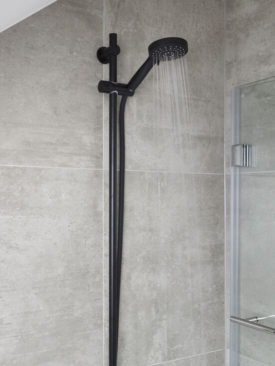 Blaufoss Round barre de douche 100 cm avec douchette 10 cm 3 fonctions noir mat