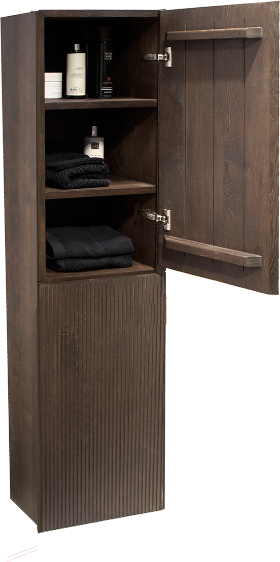 Balmani Forma Badhochschrank: Hängend, Eiche geräuchert, 42 x 30 x 150 cm