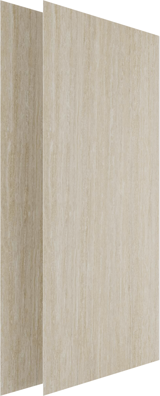 Luca Varess Groovy douchewandbekleding set 2 x 120 x 260 cm, SPC, Travertin