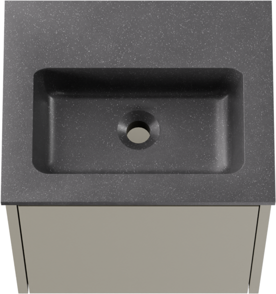Storke Seda meuble salle de bains suspendu 45 x 35 cm soie grise avec Scuro plan simple en Quartz noir mat