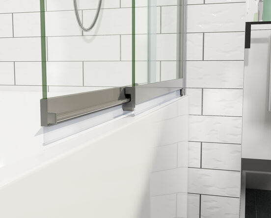 Luca Varess Vetras pare-baignoire extensible 100 cm verre transparent profilé argenté brillant