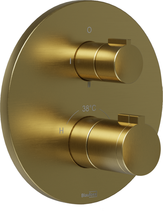 Blaufoss Smartbox Round inbouw regendoucheset thermostatische kraan brushed gold