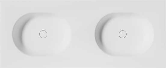 Balmani Tablo Oval Doppelwaschtisch Matt Weiße Solid Surface 135 x 55 cm