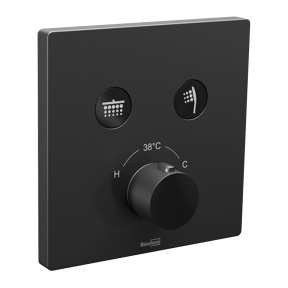 Blaufoss Smartbox Switch-Line Thermostat-Duscharmatur: Unterputz, für 2 Verbraucher, Schwarz matt, Einbauelement inklusive