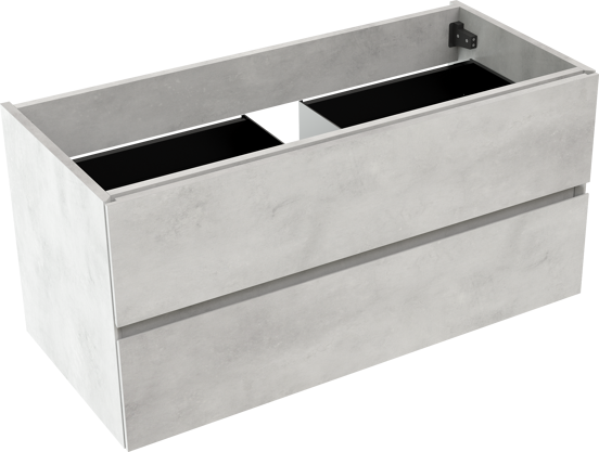 Storke Edge zwevende wastafelonderkast 100 x 46 cm beton zilvergrijs 2 lades
