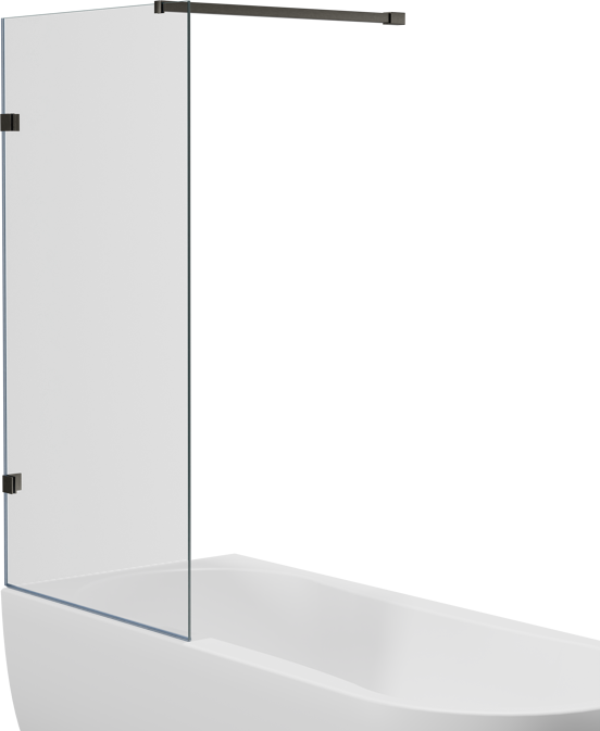 Luca Varess Solid pare-baignoire 80 cm verre transparent profil Gunmetal brossé