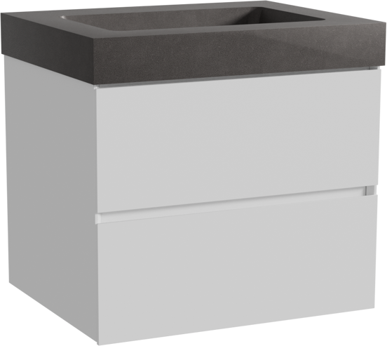 Storke Edge meuble salle de bains suspendu 65 x 52 cm blanc mat avec Scuro High plan simple en quartz noir mat