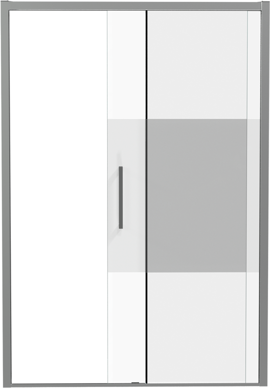 Luca Varess Senses rechtse douche schuifdeur 140 x 200 cm helder glas met matte strook glanzend chroom profiel