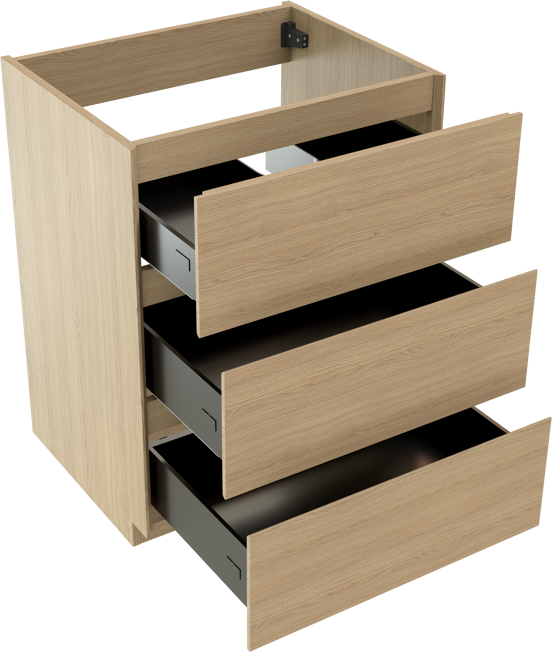 Storke Edge staande wastafelonderkast 65 x 52 cm natuur eik 3 lades