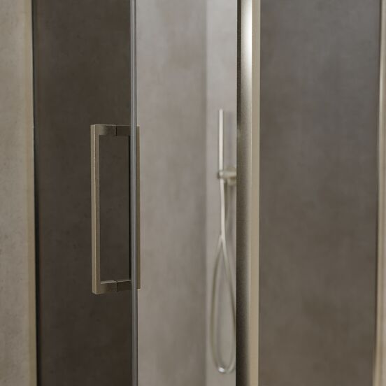 Balmani Senses Design douchehoek met linkse draaideur en vaste zijwand, 90 x 90 cm, Rookglas, Brushed CoolMetal profielen